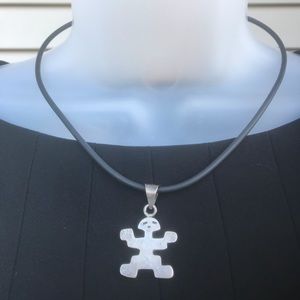 NWOT Black cord sterling silver 925 man, 18” length